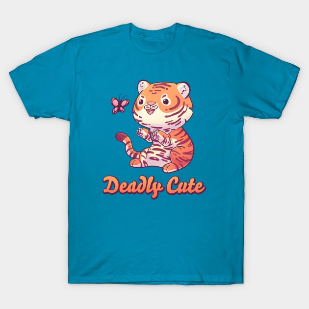 Deadly Cute Tiger // Kawaii, Big Cat, Animals T-Shirt by Geekydog